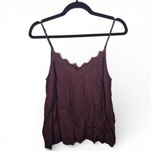 Abercrombie Fitch Top Womens S Purple Satin Cami Lace Trim Going Out 90s